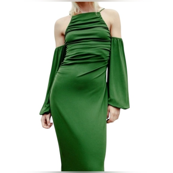 Zara Green Long Sleeve Dress - Picture 4 of 4